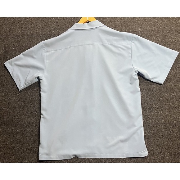 Designs By Attila Mens Retro Bowling Shirt Black On Baby Blue Large - Picture 8 of 9